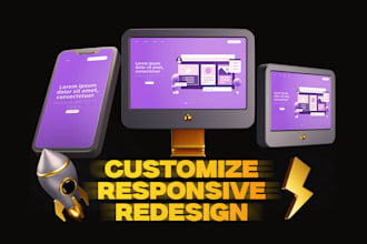 edit, redesign, customize and make responsive html, css, react, next js website
