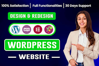 redesign, create wordpress website design with wordpress elementor development
