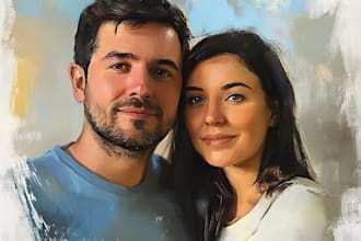 paint realistic digital oil paint family portrait, couple drawings