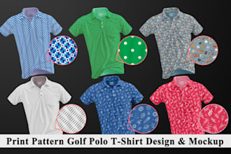 create custom print pattern golf polo t shirt design