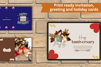 design invitation, greeting and holiday cards for christmas, birthdays, weddings