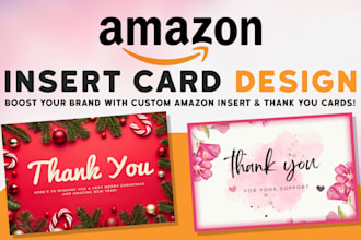 design professional amazon thank you cards and product insert cards