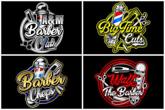 design modern barber, barbershop, hair cut and beauty salon logo