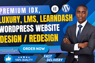 build a premium, luxury, idx, lms, learndash, realtor, modern wordpress website
