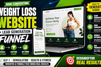 design weight loss website, health fitness glp1 semaglutide landinga page funnel