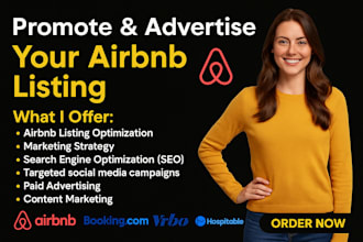 do airbnb promotion, vbro home listing marketing booking traffic travel turo ads