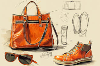create a handbag, tote, shoe designs and their tech pack