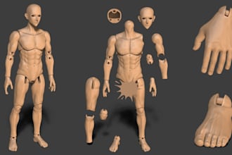 sculpt 3d bjd articulated model, action figurine for 3d printing, 3d flexi toy