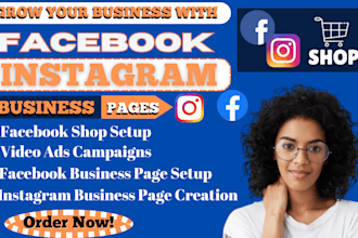 setup facebook or instagram business page create fb shop fb video ads campaign