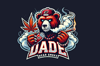 design outstanding dade bear smoke mascot logo  delivery