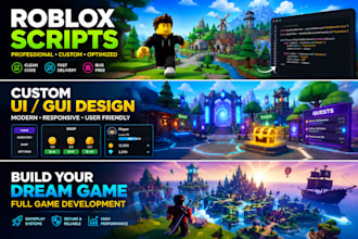 create professional roblox scripts, UI, gui  for you