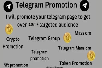 do crypto telegram promotion, telegram subscriber,   token promotion to sellout