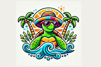 design a charming beach turtle holiday logo for your brand