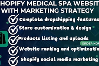 shopify spa medspa beauty salon website dropshipping store shopify store design