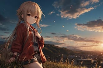 draw anime art and colored manga illustration