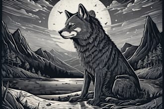 create awesome linocut illustration or linocut imitation