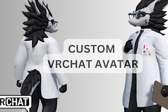 model custom furry avatar, 3d model for vrchat avatar, vr character