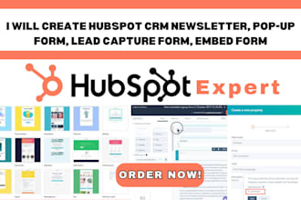 create hubspot crm newsletter, pop up form, lead capture form, embed form