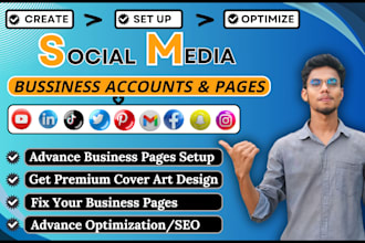 create and set up your social media accounts and setup facebook business pages
