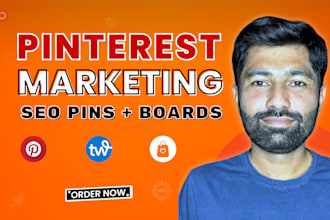 manage pinterest marketing, SEO, create pins, and boards for growth
