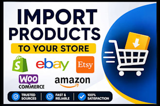 bulk import and export products on shopify, ebay, woocommerce, etsy