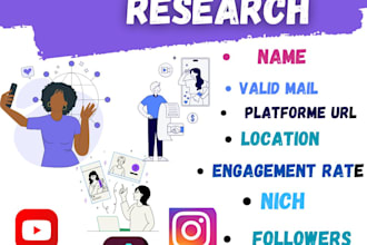 provide a list of youtube, instagram, and tiktok influencer