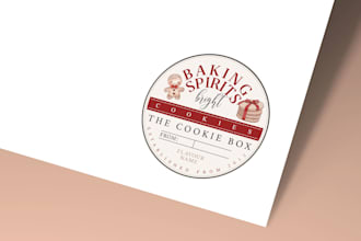 design a vintage timeless cookies brand sticker and stamp logo