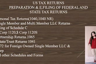 prepare and file USA tax returns for business and individual 1040, 1065, 1120