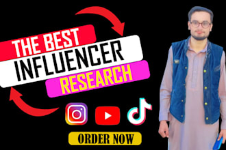 find instagram, tiktok, youtube influencer to research influencer marketing list