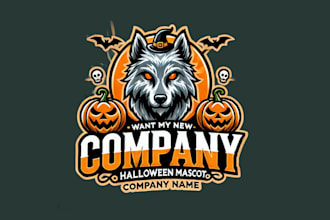 design wolf and halloween mascot logo within new concepts
