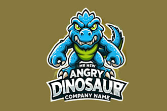 design a powerful and unique dinosaur mascot logo for your team