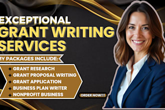 do grant writing, grant application, and nonprofit grant research, business plan