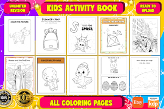 create kids coloring book cover and interior for amazon kdp