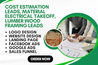 generate cost estimation material electrical takes off lumber wood framing leads