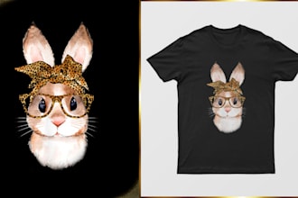 design easter bunny themed cute rabbit happy day face sunglasses sweet tshirt