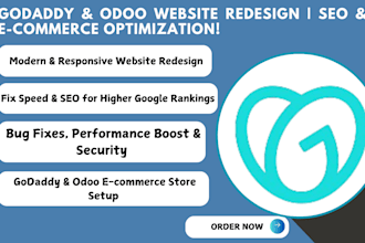 design godaddy web redesign, odoo website godaddy ecommerce SEO and nicepagecard