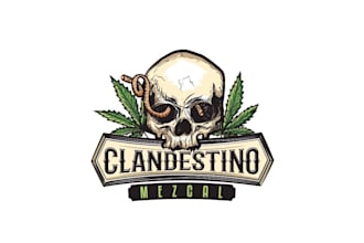 design bold skull alcoholic drink logo