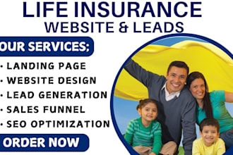 design life insurance website, life insurance landing page, life insurance leads