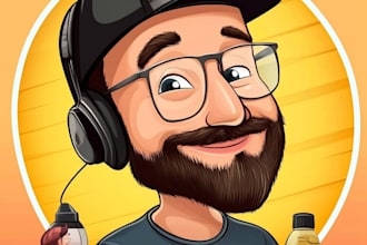 draw funny cartoon character, caricature, logo, portrait