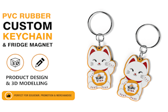 create 3d cad models for pvc rubber keychains, fridge magnet