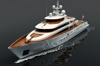 3d ship model, ship animation, 3d rendering, 3d yatch, boat model, tugboat,rhino