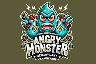 create a fierce and unique angry monster mascot logo for your team