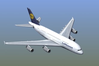 do stunning 3d airplane animation, 3d airplane model