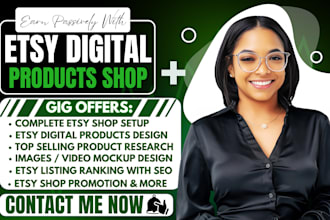 set up etsy digital products shop, etsy shop set up, etsy products listing SEO