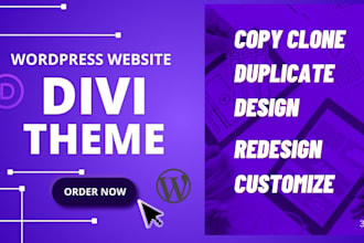 build, design, duplicate or clone wordpress website using divi theme