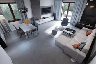 stunning 3d interior render and walkthrough,sittingroom,kitchen,coxy room,revit