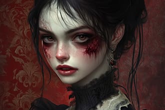 draw a dark fantasy horror character illustration