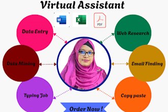 do data entry, find email address, contract info and web research