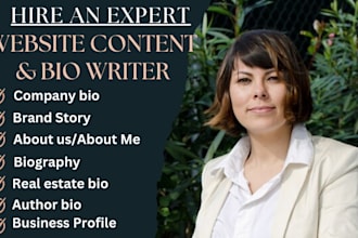 create captivating company bio, business profile,brand story,book blurb,about me