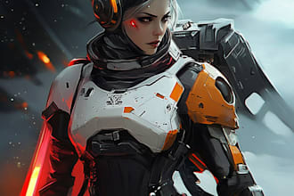 do unique sci fi character and sci fi art